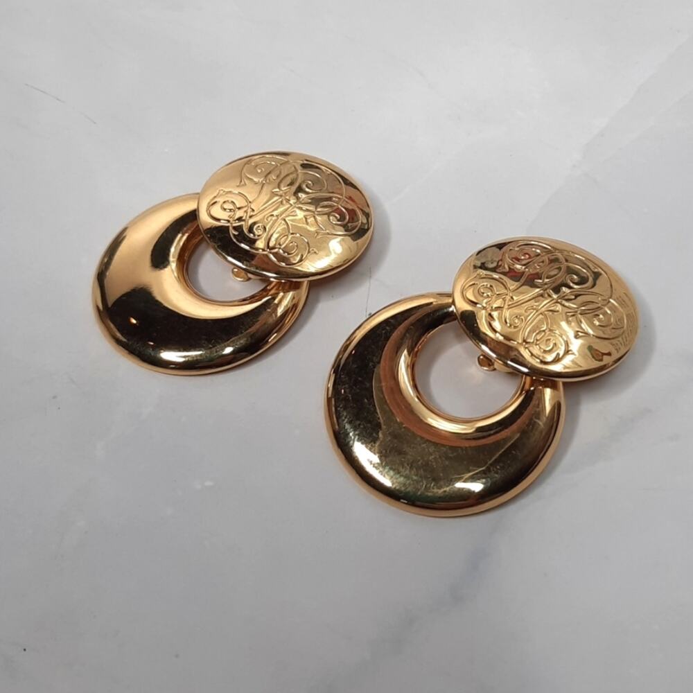 Gold Tone Two In One Adaptable Clip Earrings